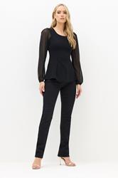 LTS Tall Black Corset Body Mesh Blouse | Long Tall Sally 2