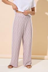 PixieGirl Petite Women's Pink Jacquard Side Stripe Wide Leg Trousers | PixieGirl 1