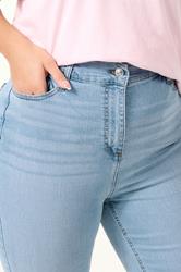 YOURS Plus Size Light Blue Stretch Skinny AVA Jeans | Yours Clothing 4