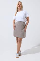LIMITED COLLECTION Plus Size Beige Jacquard Mini Skirt | Yours Clothing 1