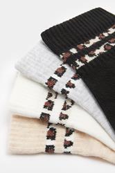 YOURSET 4 PACK Plus Size White Animal Stripe Ankle Socks | Yours Clothing 4