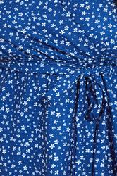 YOURS Plus Size Blue Ditsy Floral Print Wrap Top | Yours Clothing 4