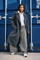 PixieGirl Petite Women's Charcoal Grey Formal Midi Coat | PixieGirl 3