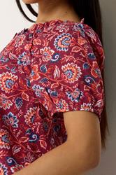 M&Co Petite Orange Abstract Print Scoop Neck Top | M&Co 5