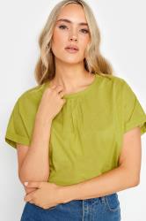 LTS Tall Green Short Sleeve Cotton Dobby Top | Long Tall Sally 4