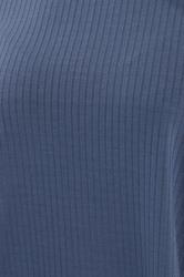 YOURS Plus Size Denim Blue Ribbed Swing T-Shirt | Yours Clothing 4