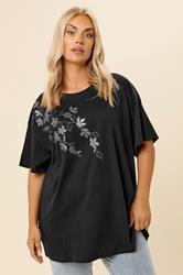 YOURS Plus Size Black Floral Oversized Sequin Top | Yours Clothing 3