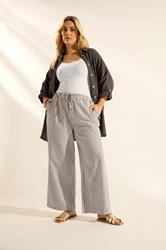 YOURS Plus Size Chocolate Brown Stripe Trousers | Yours Clothing 3