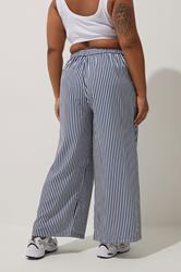LIMITED COLLECTION Plus Size Navy Blue Stripe Boxer Waist Trousers | Yours Clothing 4