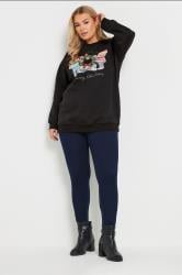 YOURS Plus Size Black Teddy Bear Christmas Print Sweatshirt | Yours Clothing 2