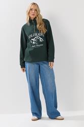 LTS Tall Green Quarter Zip 'Colorado' Embroidered Fleece | Long Tall Sally 1
