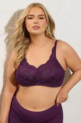 YOURS Plus Size Dark Purple Lace Detail Bra | Yours Clothing 1