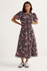 PixieGirl Petite Women's Black Chiffon Paisley Tie Back Dress | PixieGirl 3