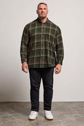 JACK & JONES Big & Tall Rosin Green Classic Flannel Checked Shirt | BadRhino 1