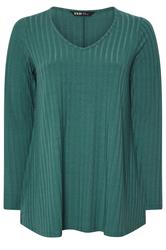YOURS Curve Teal Blue Ribbed Swing T-Shirt