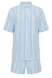 PixieGirl Petite Women's Set Blue Stripe Cotton Shirt & Shorts | PixieGirl 7