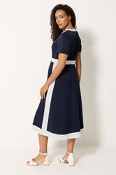 M&Co Navy Blue Colourblock Midi Dress | M&Co 6