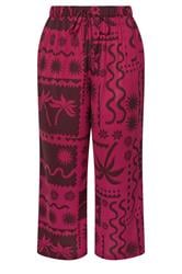 LIMITED COLLECITON Plus Size Berry Red Summer Print Wide Leg Trousers | Yours Clothing 5