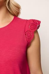 YOURS Plus Size Red Broderie Anglaise Vest Top | Yours Clothing 4