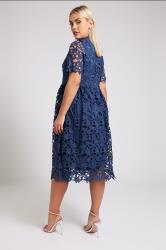 YOURS LONDON Plus Size Blue Crochet Lace Midi Dress | Yours Clothing 2