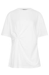 LTS Tall White Twist Front Cotton T-Shirt