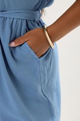 YOURS Plus Size Blue Wide Leg Chambray Jumpsuit | Yours Clothing 4