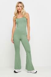 PixieGirl Petite Women's Khaki Green Jersey Flared Jumpsuit | PixieGirl 2