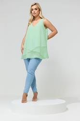 YOURS LONDON Plus Size Mint Green Layered Blouse | Yours Clothing 1
