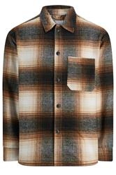 JACK & JONES Big & Tall Brown Check Overshirt | BadRhino 2