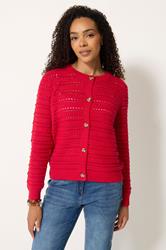 M&Co Red Crew Neck Crochet Cardigan | M&Co 3