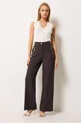 STAR Chocolate Brown Tailored Wide Leg Trousers | StarByJM 3