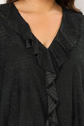 EVANS Plus Size Black Zebra Burnout Frill Detail Blouse | Evans 4