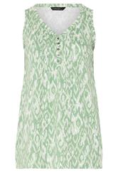 EVANS Curve Green Ikat Print Sleeveless Henley Top