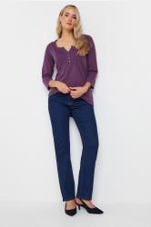 LTS Tall 2 PACK Purple & Teal Blue Cotton Henley Tops | Long Tall Sally 4