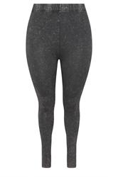 YOURS Curve Black Acid Wash Leggings