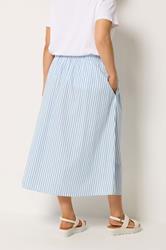 YOURS Plus Size Blue Stripe Poplin Skirt | Yours Clothing 2