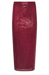 PixieGirl Petite Burgundy Red Sequin Embellished Maxi Skirt