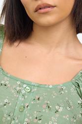 PixieGirl Petite Women's Sage Green Ditsy Floral Print Mini Dress | PixieGirl 4