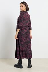 PixieGirl Petite Women's Burgundy Red Abstract Midi Dress | PixieGirl 2