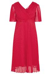 YOURS LONDON Curve Red Metallic Dobby Wrap Dress