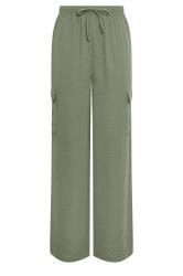 LTS Tall Khaki Green Cargo Crepe Wide Leg Trousers