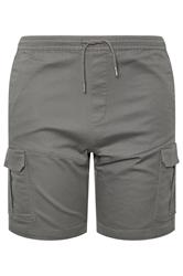 BadRhino Big & Tall Charcoal Grey Elasticated Waist Stretch Cargo Shorts