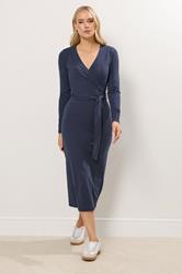 LTS Tall Navy Blue Wrap Midi Dress | Long Tall Sally 3