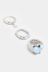 YOURSET 3 PACK Silver Tone Stone Ring Set | Yours Clothing 2