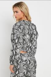 PixieGirl Petite Women's Grey Snake Print Denim Bomber Jacket | PixieGirl 2