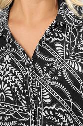 YOURS Plus Size Black & White Bandana Print Textured Shirt | Yours Clothing 4