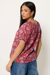 M&Co Petite Orange Abstract Print Scoop Neck Top | M&Co 4