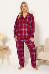 YOURS Plus Size Red Check Soft Touch Pyjama Set | Yours Clothing 3