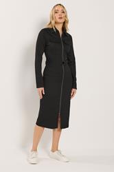 LTS Tall Women's Black Zip Through Denim Midi Dress | Long Tall Sally 3