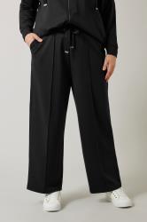 EVANS Plus Size Black Luxe Wide Leg Joggers | Evans 3
